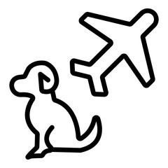 Airplane with Pet Vector Line Icon Design