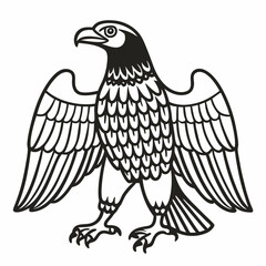 Obraz premium Intricate Black and White Eagle Illustration with Detailed Feathers and Wings