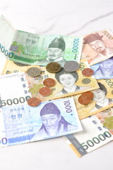 韓国の通貨、ウォンKRW（紙幣と硬貨）

