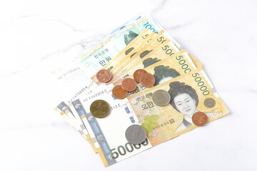 韓国の通貨、ウォンKRW（紙幣と硬貨）
