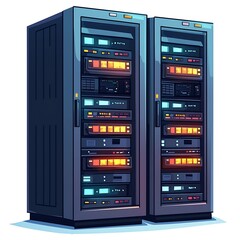 Fototapeta premium Server Rack Illustration Two Modern Data Center Servers.