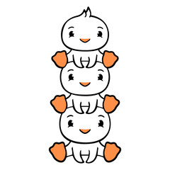 3 Ducks Tower Friends Children Piggyback Sitting Design Lover Art Vector Illustration Card T-Shirt Poster Sticker Graphic Print Decorative Drawing Isolated Logo Decoration Symbol Creative Cool Style
