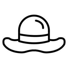 Sun Hat Vector Line Icon Design