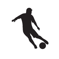 silhouette football player ready to shoot the ball