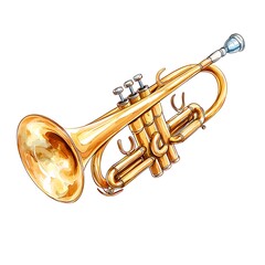 Obraz premium A Detailed Illustration of a Golden Trumpet, Ideal for Music-Related Designs.