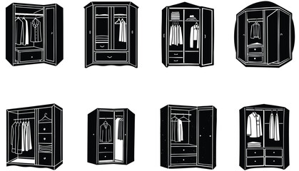 Closet Door Vector Shilhouette Bundle Set Collection