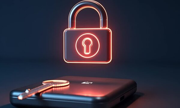 Cybersecurity: Digital Lock and Key Concept