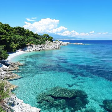 Aegean sea coast, Armenistis beach, Greece