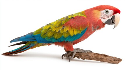 Obraz premium Vibrant parrot perched on a lush green tree branch in tranquil natural habitat