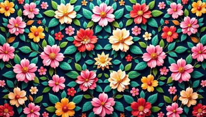 Intricate floral design, repeating seamlessly across surface, botanical, element