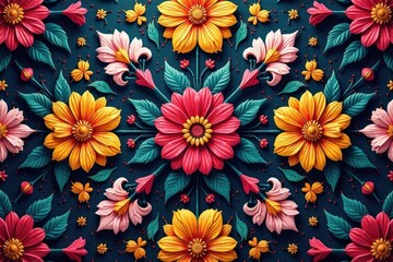 Fototapeta premium Intricate floral design, repeating seamlessly , print, vector