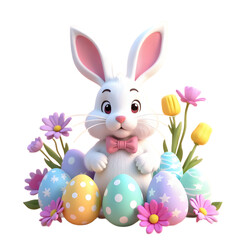 easter bunny with easter eggs