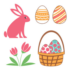 Flat easter clipart's-with-background 