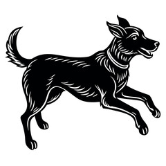 jumping dog black vector on white background.