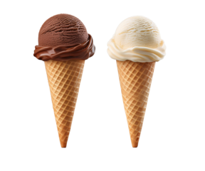 deux cornets de glace au chocolat et vanille