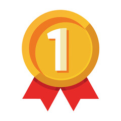 A shiny circular-gold-medal-with-the-number 1