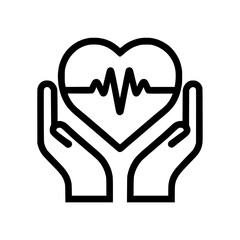 Fototapeta premium Heartbeat in Hands Symbolizes Health and Care 