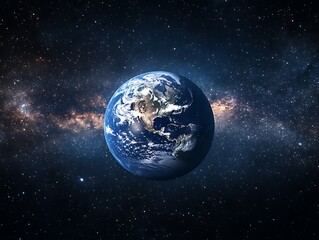 Obraz premium Earth and the Milky Way galaxy are seen in space together