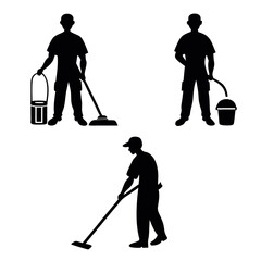 Silhouette set of clean wash wipe vector. 