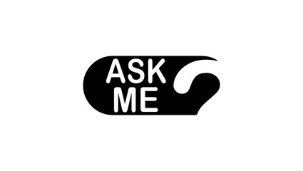 ask me button, black isolated silhouette