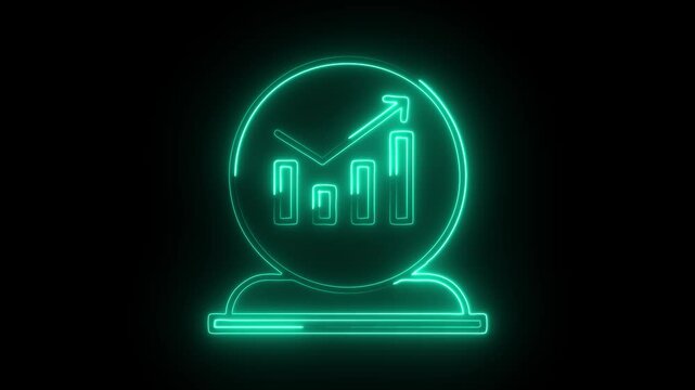Glowing neon forecasting icon isolated on black background. HD Video motion graphic animation