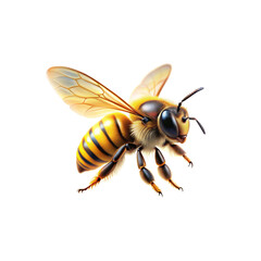  bee isolated on a white background with detailed wings and yellow-black coloring