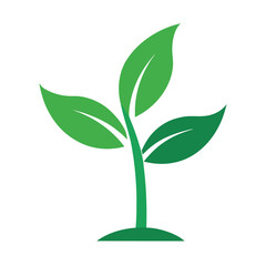 Green leaf seedling logo icon design 