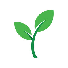 Green leaf seedling logo icon design 