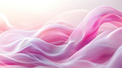 Obraz premium Abstract Background Featuring Smooth Flowing Pink and White Waves, Creating a Soft and Elegant Effect 