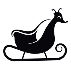 Very simple silhouette sleigh logo icon design.