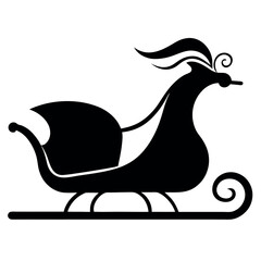 Very simple silhouette sleigh logo icon design.