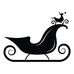 Very simple silhouette sleigh logo icon design.
