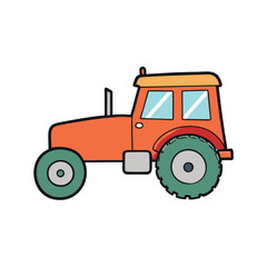 Watercolor farm  vehicle transparent  background 