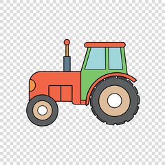 Watercolor farm  vehicle transparent  background 