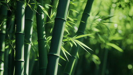 Quiet and peaceful green bamboo forest in China, Korea and Japan