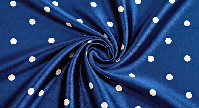 Polka Dot Elegance: A close-up shot of a swirling fabric adorned with playful polka dots. The combination of the fabric's sheen and the polka dots creates a sense of sophistication and fun.
