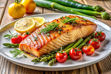 Grilled Salmon with Vegetables Keto & Gluten-Free Healthy Dish