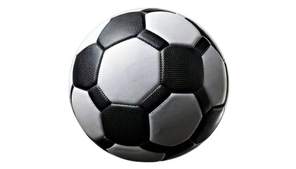 Obraz premium A classic black and white soccer ball with realistic texture, isolated on transparent PNG