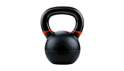 A kettlebell with a rubber-coated grip, isolated on transparent PNG