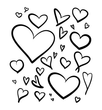 Floril&egrave;ge coeurs illustration vectorielle noir et blanc