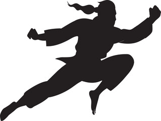 Karate Silhouette . Martial Arts Stance. A striking silhouette illustration of a karateka in a powerful stance, demonstrating a punch and block.