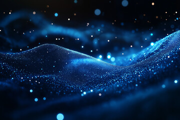  Abstract digital circuitry design with glowing blue elements on a dark background