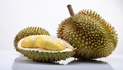 Durian fruits, white background