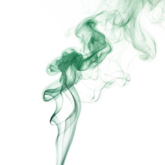 Emerald Green Smoke Trails on transparent background Abstract Ethereal Flowing Texture