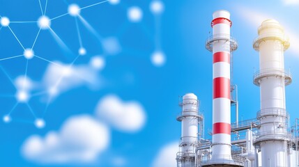 Digital refinery with data connections overlay highlighting smart industrial network concept