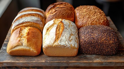 Variety of artisan breads on display