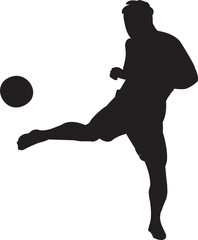 silhouette football player ready to shoot the ball