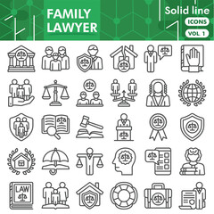 Family lawyer collection or sketches. law and justice theme icons in line style signs for web and app. Vector graphics isolated on white background.