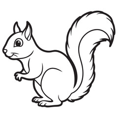 Simple a Squirrel line art black  vector on white background