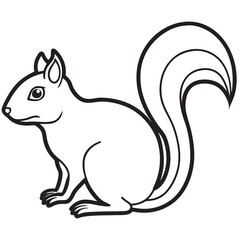 Simple a Squirrel line art black  vector on white background